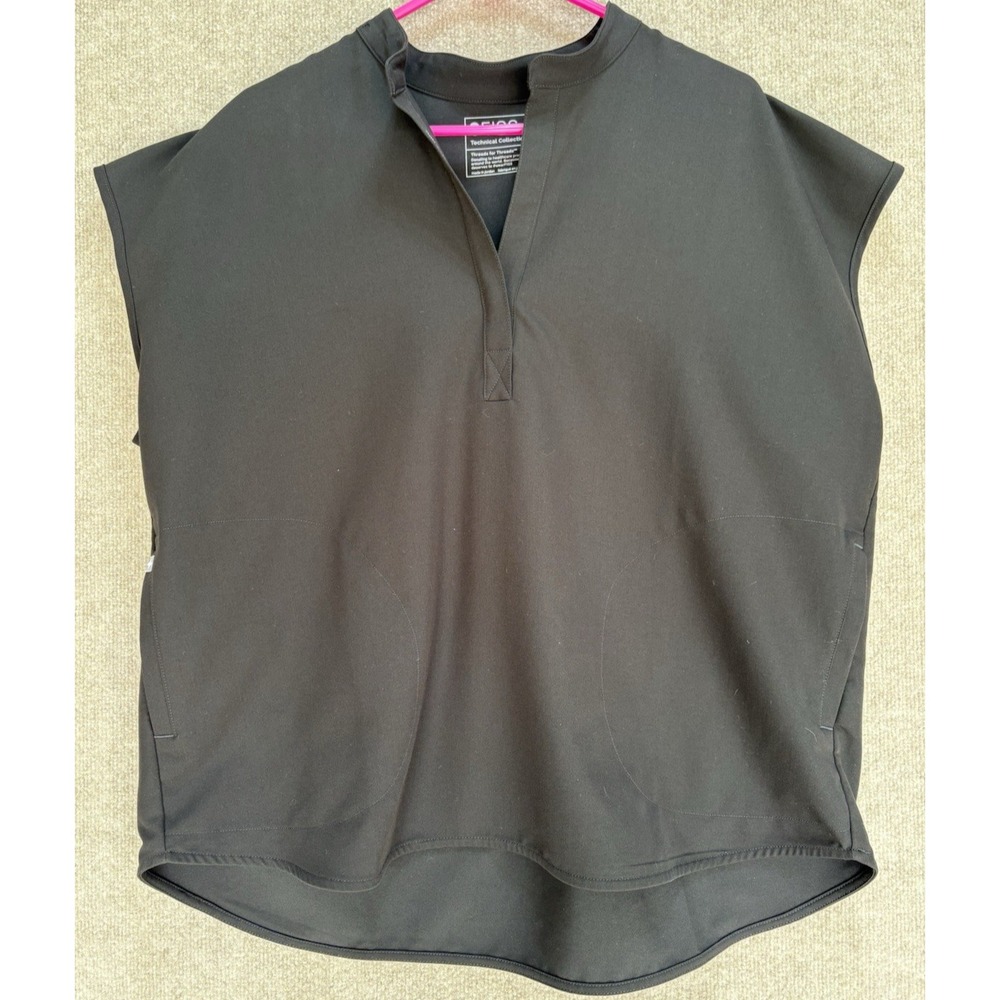 Figs Women's XL Rafaela Oversize Scrub Top Black Sleeveless Technical Collection